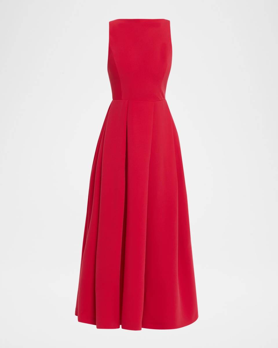 Sleeveless Pleated Techno Cady Midi Dress